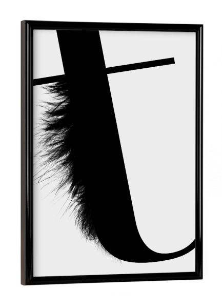 Poster mit schwarzem Rahmen "Flying Letter -T" artboxONE - Schwarzweiß,Buchstaben,Buchstaben / T