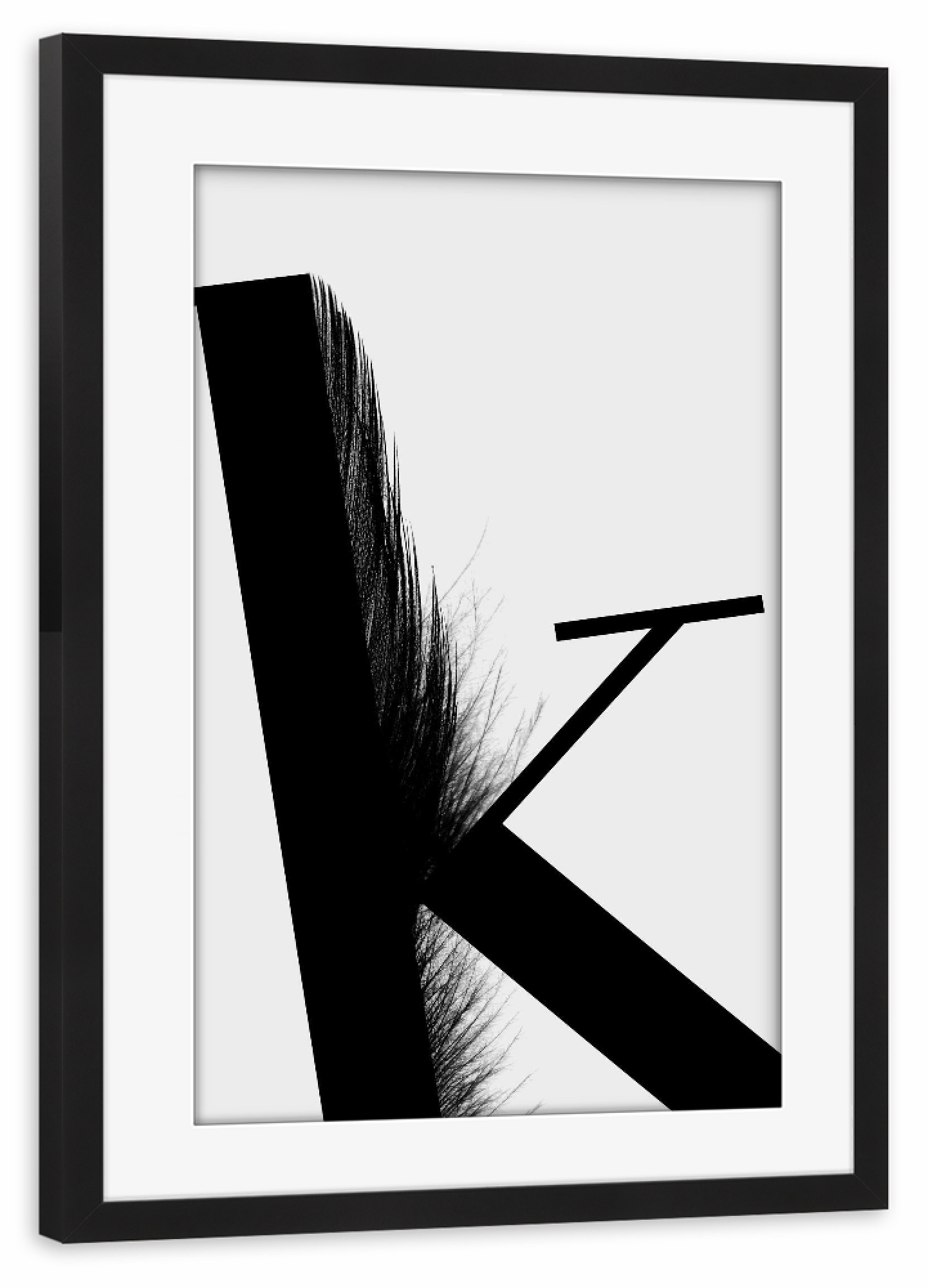 Poster mit Rahmen schwarz "Flying Letter -K" artboxONE - Schwarzweiß,Buchstaben,Buchstaben / K