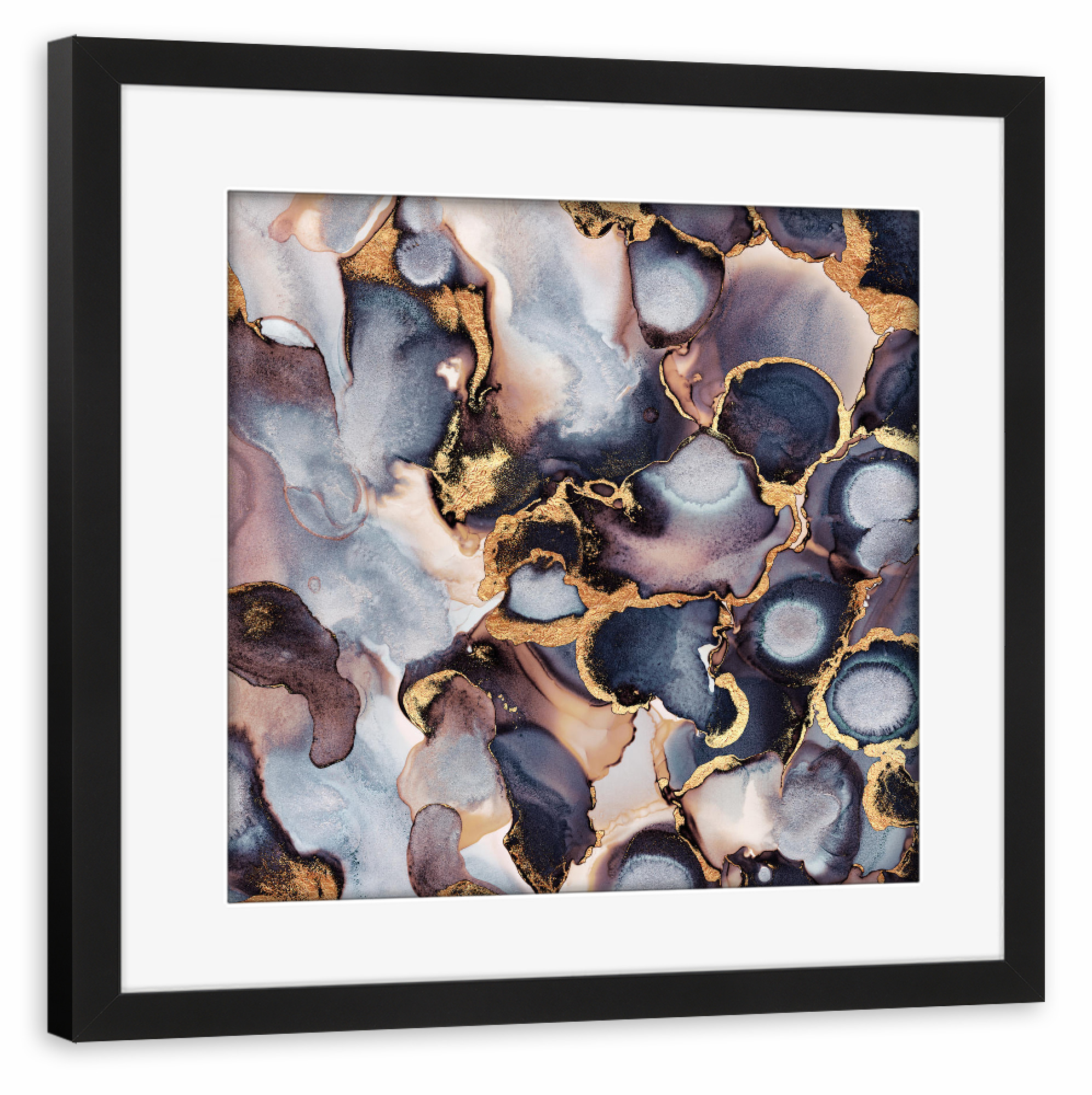 Poster mit Rahmen schwarz "Dreamy Ink" artboxONE - Abstrakt - Ink,Paint,Painting,Fluid,Emerald