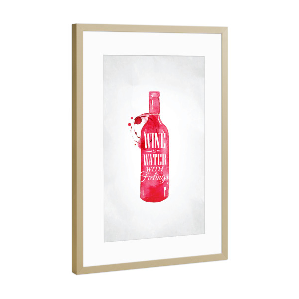 Poster mit Rahmen Gold "Bottle of wine with lettering" artboxONE - Essen & Trinken / Alkohol