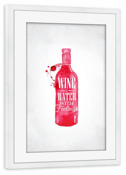 Poster mit Rahmen weiß "Bottle of wine with lettering" artboxONE - Essen & Trinken / Alkohol