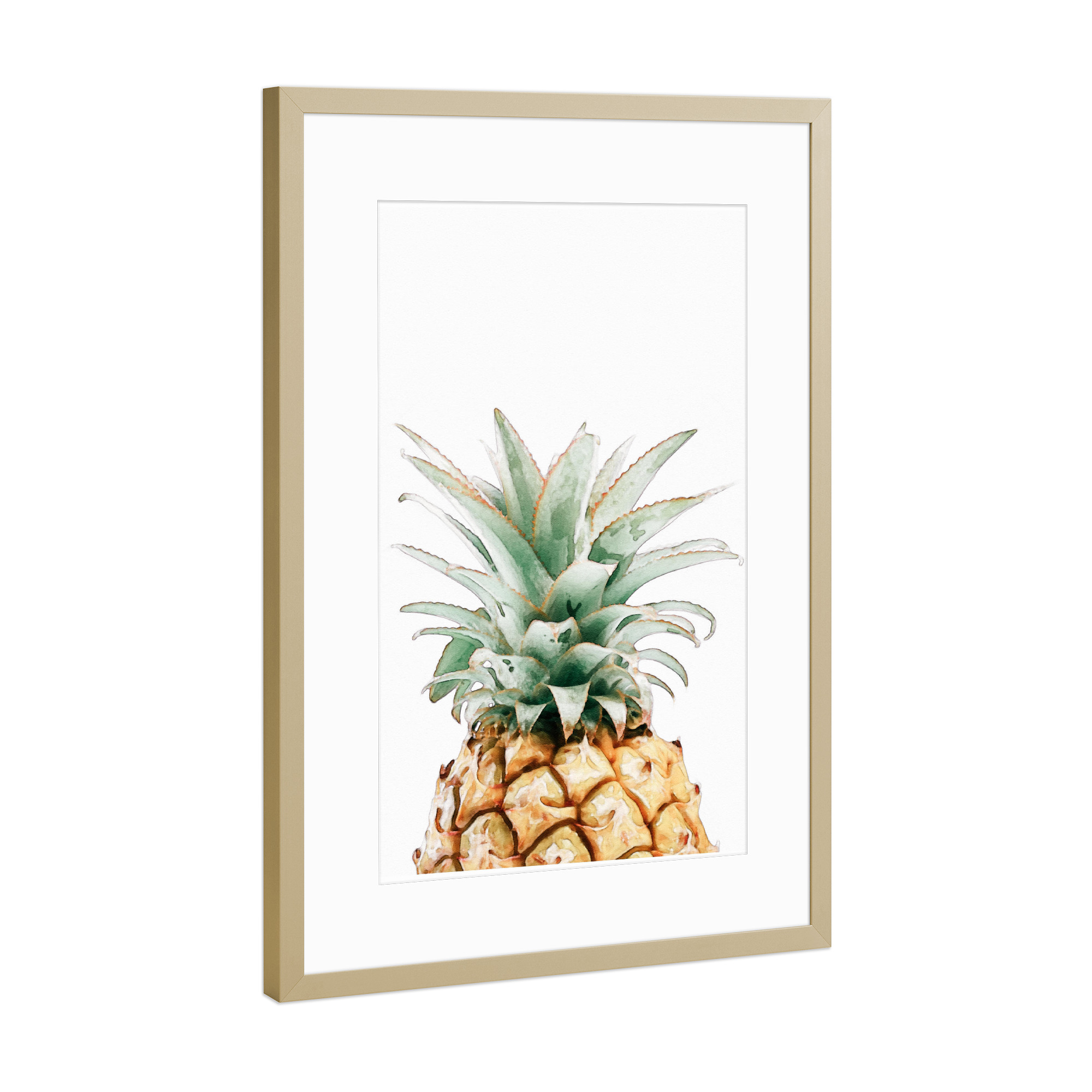 Poster mit Rahmen Gold "Pineapple Watercolor" artboxONE - Essen & Trinken / Obst & Gemüse - Coachella,Ananas