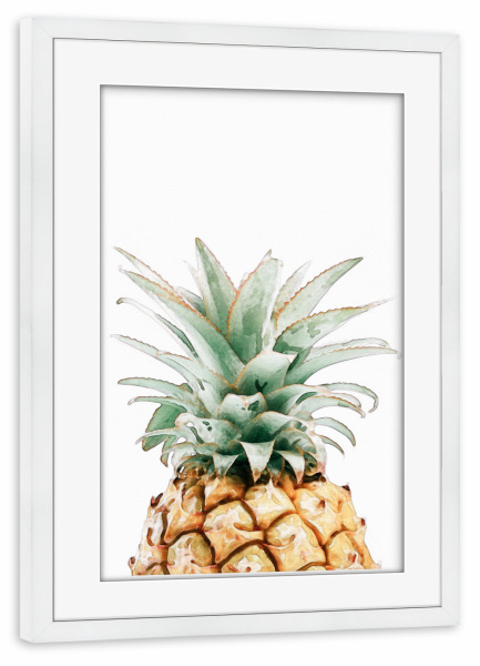 Poster mit Rahmen weiß "Pineapple Watercolor" artboxONE - Essen & Trinken / Obst & Gemüse - Coachella,Ananas