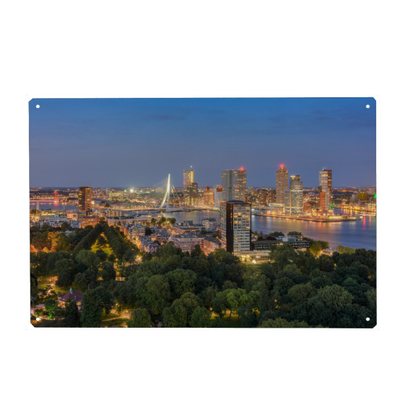 Holzbild "Rotterdam am Abend" artboxONE - Städte - Skyline,Holland,Niederlande