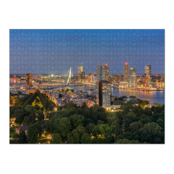 Puzzle Ravensburger "Rotterdam am Abend" artboxONE - Städte - Skyline,Holland,Niederlande - Bild skyline