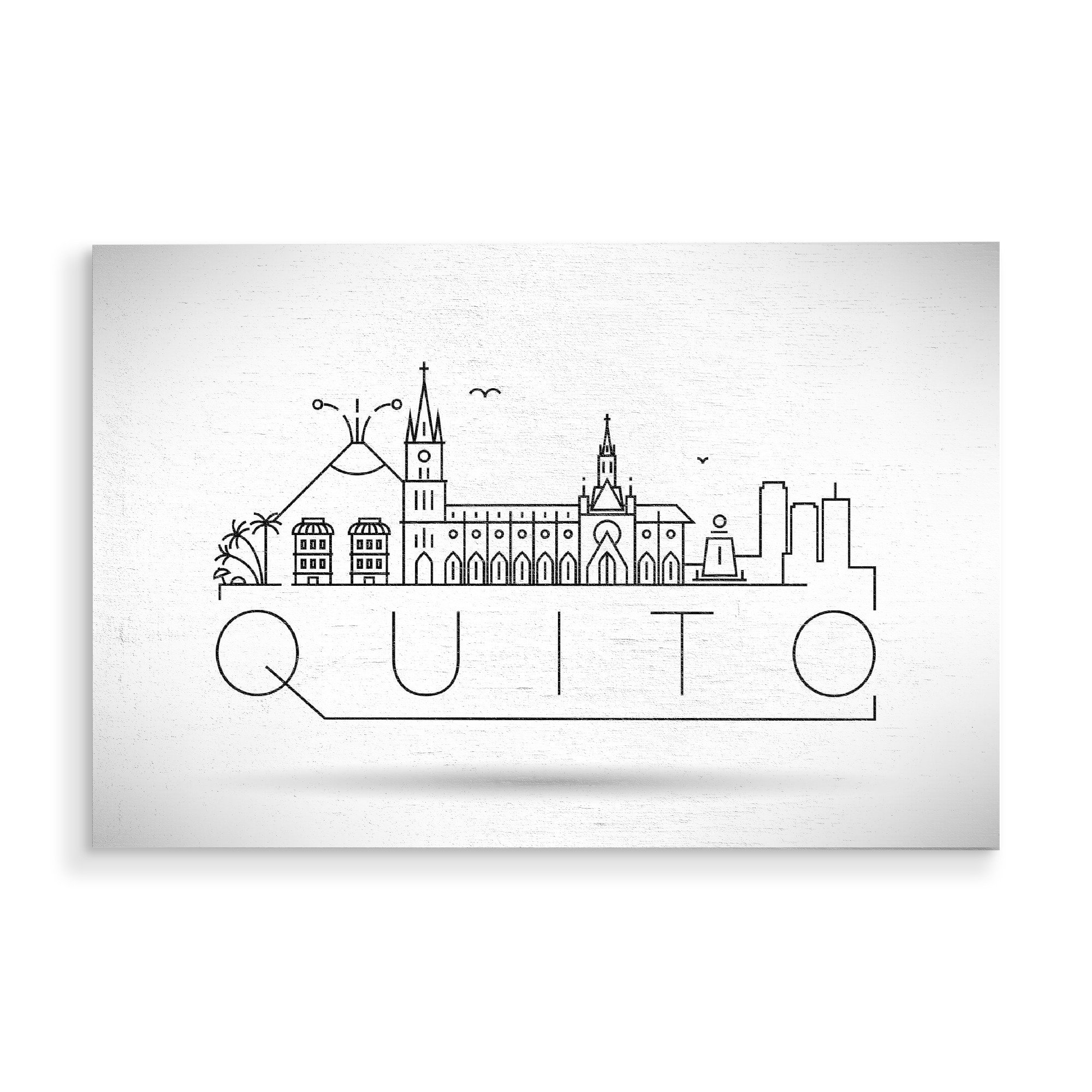 Holzbild "Minimal Quito Skyline Design" artboxONE - Städte,Schwarzweiß - Quito,Ecuador,Skyline,Design,Minimal