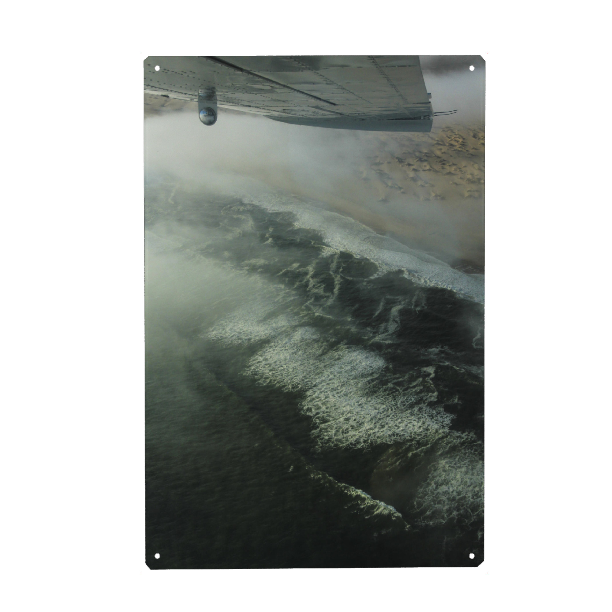 Metall Poster "Flug über die Skelettküste" artboxONE - Natur,Schwarzweiß - Airplane,Sceleton coast,Namibia,Africa,Desert - Blechschild