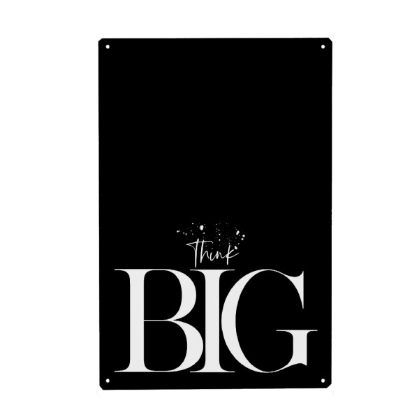 Holzbild "Textkunst THINK BIG - schwarz" artboxONE - Typografie,Schwarzweiß - Spruch,Erfolg,Weisheit