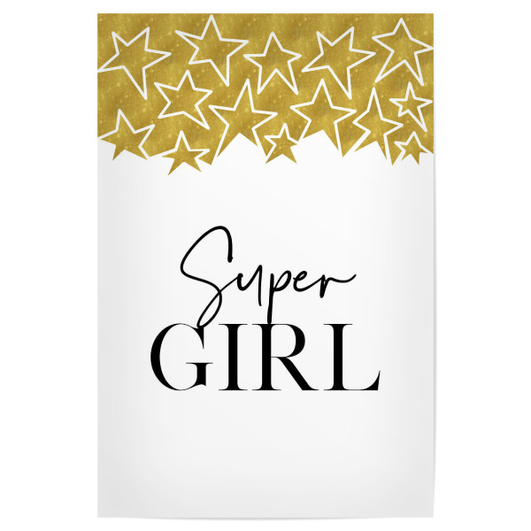 Poster "Supergirl stars" artboxONE - Typografie,Schwarzweiß - Super girl,Girl power,Girl,Frauenpower,Stars,Sterne,Typo,Quote,Typography,Fonts