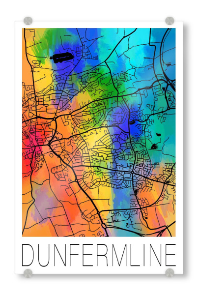 Acrylglasbild "Retro Map Dunfermline Color" artboxONE - Städte / Weitere,Kartografie - Retro,Map,Dunfermline,Scotland,Vintage