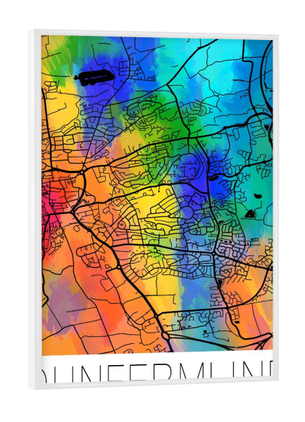 Poster mit weißem Rahmen "Retro Map Dunfermline Color" artboxONE - Städte / Weitere,Kartografie - Retro,Map,Dunfermline,Scotland,Vintage