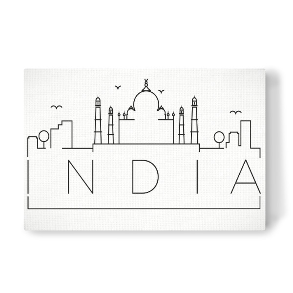 Leinwandbild "Minimal India Skyline Design" artboxONE - Städte,Schwarzweiß - India,Delhi,Skyline