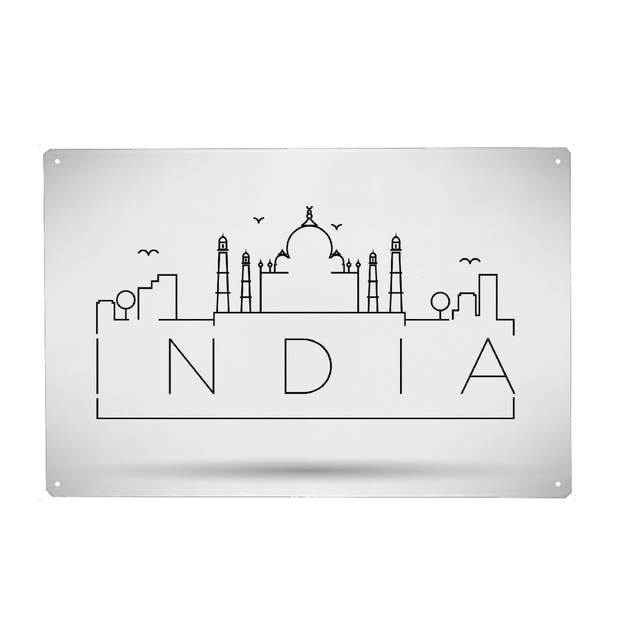 Metall Poster "Minimal India Skyline Design" artboxONE - Städte,Schwarzweiß - India,Delhi,Skyline - Blechschild