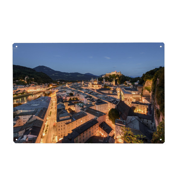 Holzbild "Abends in Salzburg" artboxONE - Städte - österreich,Salzburg,Mönchsberg