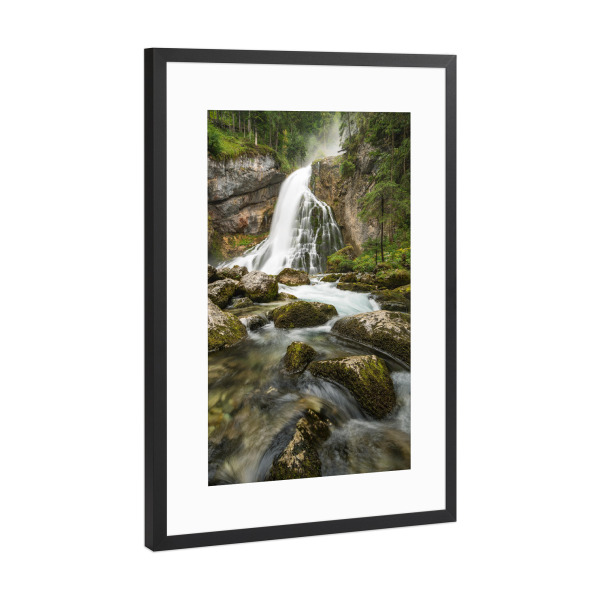 Poster mit Rahmen Schwarz (Metallic) "Gollinger Wasserfall" artboxONE - Natur - Tennengau,Salzburger land,österreich,Wasserfall