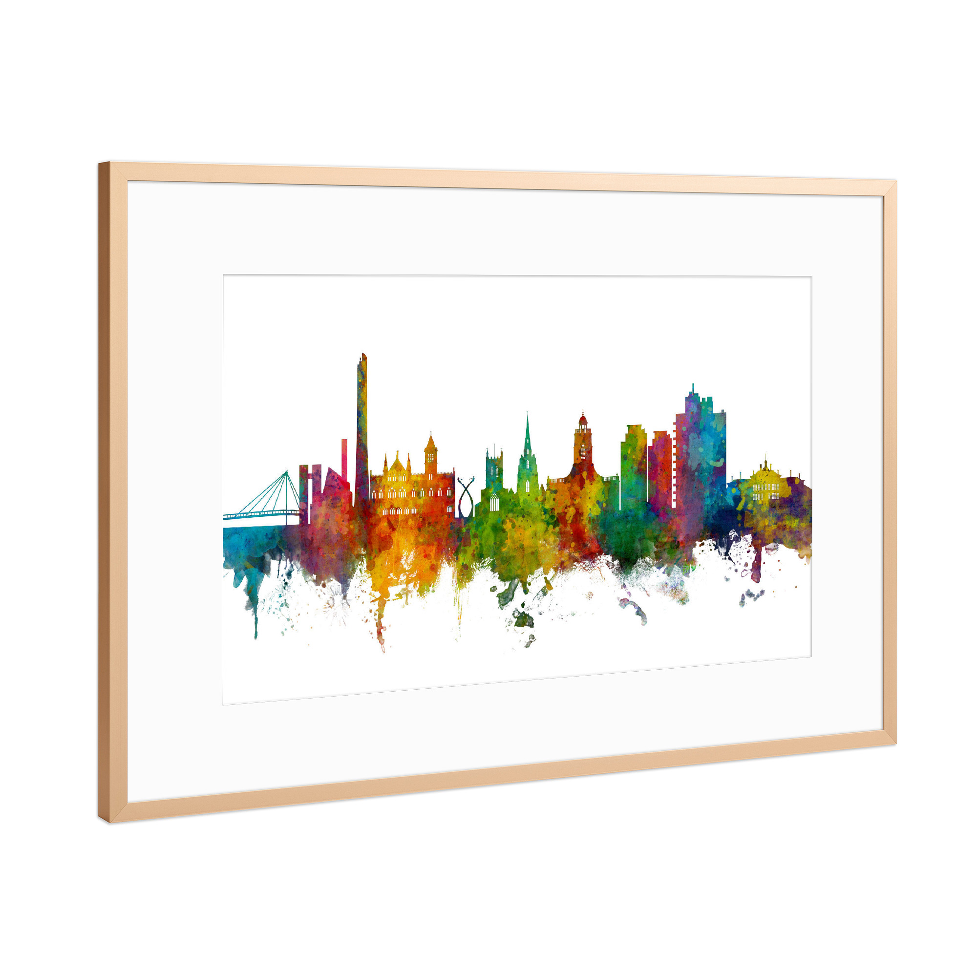 Poster mit Rahmen Kupfer "Northampton England Skyline" artboxONE - Städte - Northampton,Skyline,England