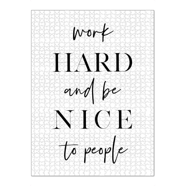 Puzzle Ravensburger "Work Hard and Be Nice" artboxONE - Typografie,Schwarzweiß