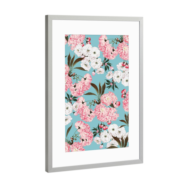 Poster mit Rahmen Silber "Maya-II" artboxONE - Floral - Pattern,Floral,Botanical,Flowers,Blossom,Exotic