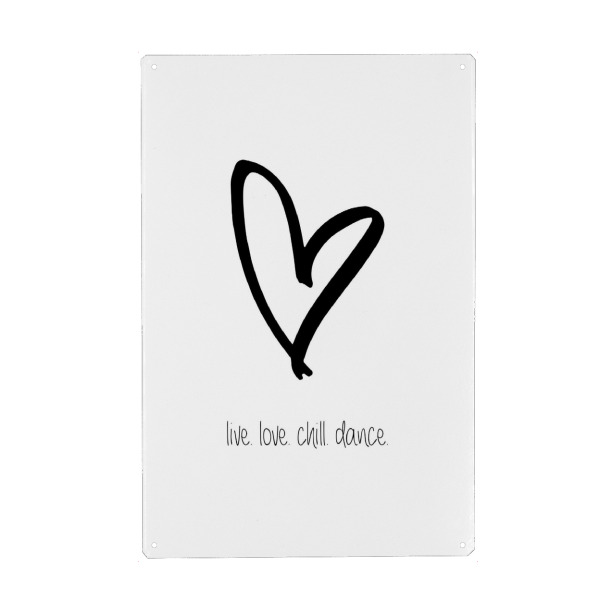 Holzbild "Live love chill dance" artboxONE - Typografie,Schwarzweiß,Liebe - Live,Love,Chill,Dance,Tanzen