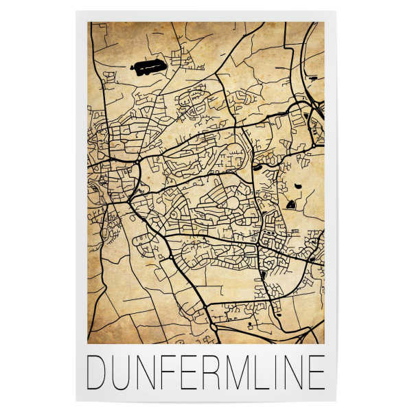 Poster 30x20 cm "Retro Map Dunfermline Vintage" artboxONE - Städte / Weitere,Kartografie - Retro,Map,Dunfermline,Scotland,Vintage,Sepia