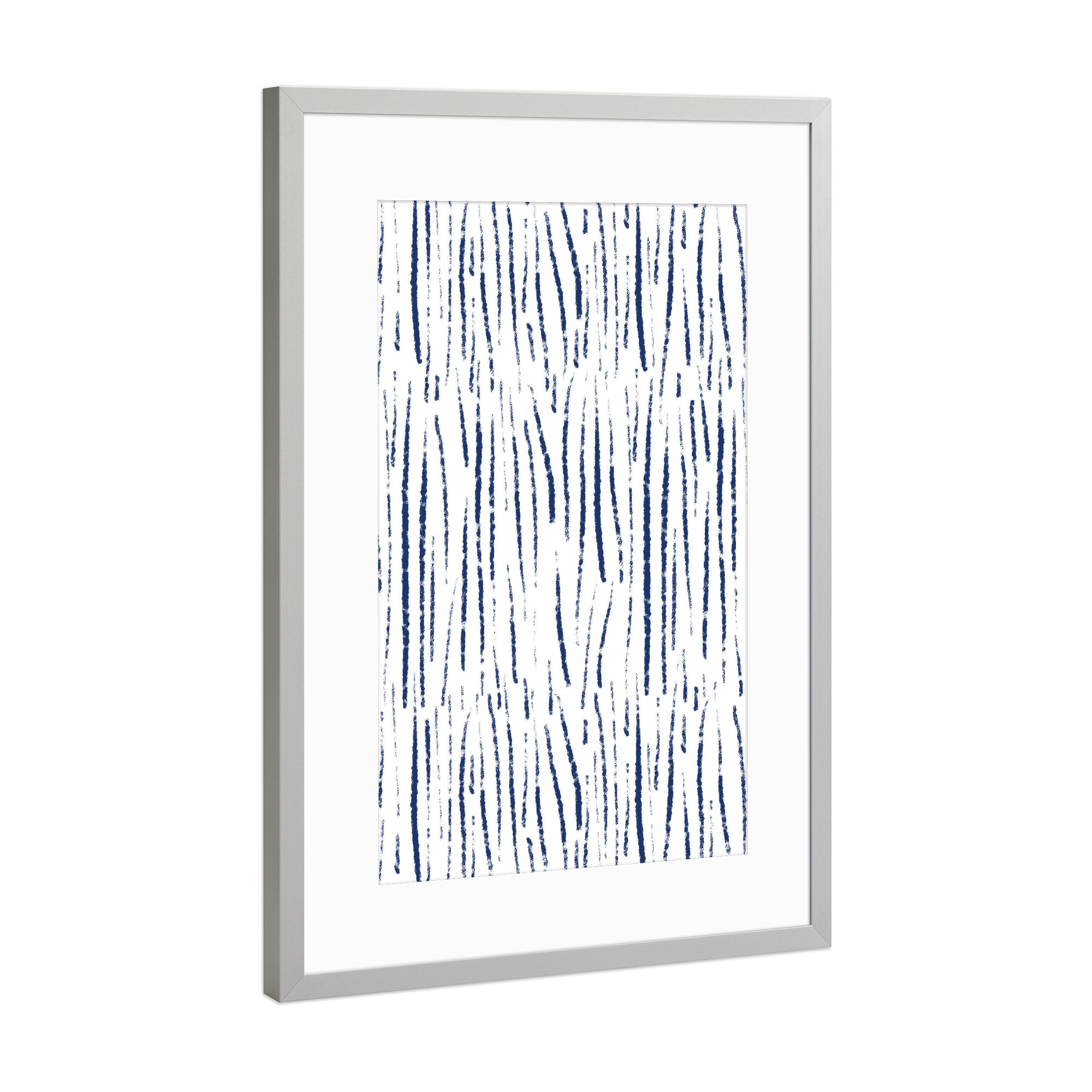 Poster mit Rahmen Silber "Shibori Rain" artboxONE - Abstrakt - Tie-dye,Indigo,Batik,Abstract