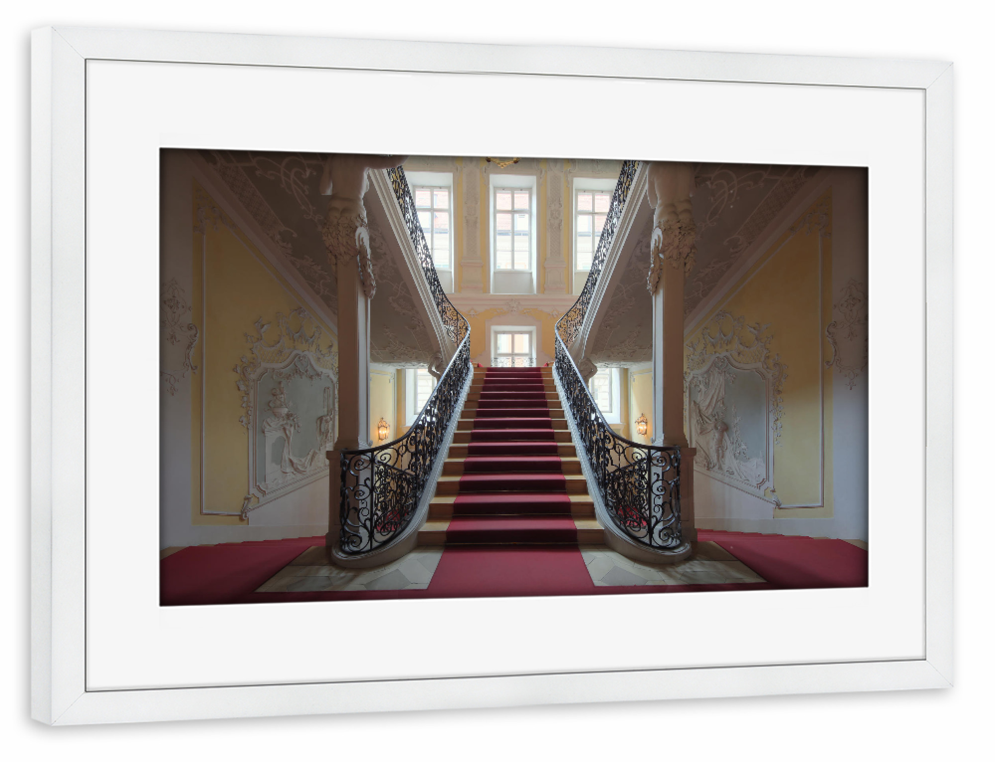 Poster mit Rahmen weiß "Beauty of Stairs" artboxONE - Architektur - Villa,Treppenhaus,Architektur,Treppe,Lost places