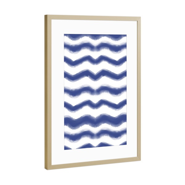 Poster mit Rahmen Gold "Shibori Waves" artboxONE - Abstrakt - Tie-dye,Indigo,Batik