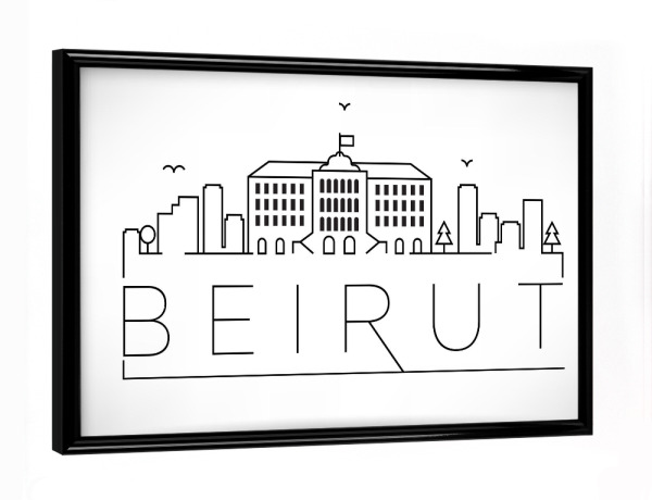 Poster mit schwarzem Rahmen "Minimal Beirut Skyline Design" artboxONE - Städte,Schwarzweiß - Beirut,Lebanon,Skyline