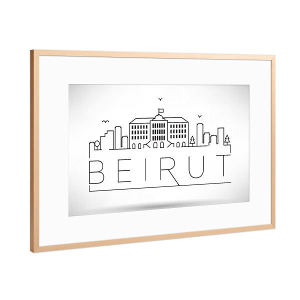 Poster mit Rahmen Kupfer "Minimal Beirut Skyline Design" artboxONE - Städte,Schwarzweiß - Beirut,Lebanon,Skyline