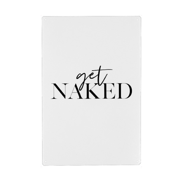 Holzbild "Get Naked Art" artboxONE - Typografie,Schwarzweiß - Get naked,Get,Naked