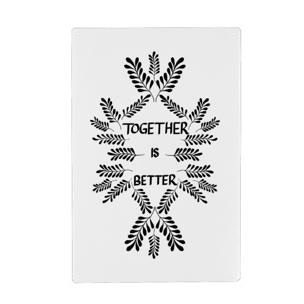 Holzbild "Together is better white" artboxONE - Typografie,Schwarzweiß,Liebe - Together,Liebe,Better