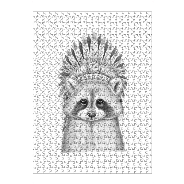 artboxONE Puzzle "Raccoon apache" artboxONE - Tiere,Schwarzweiß - Waschbär,Apache,Indianer,Häuptling - Bild waschbär