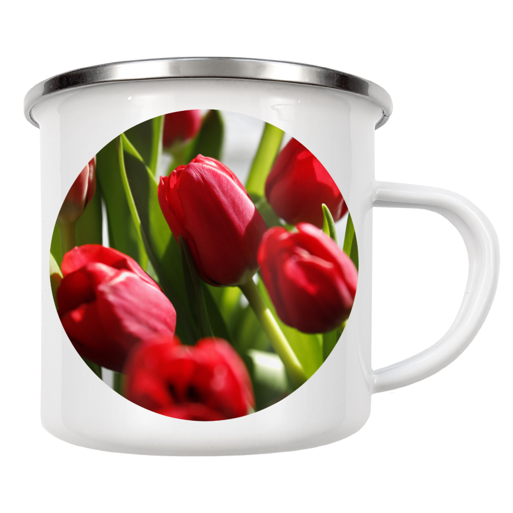 Emaille Tasse "Rote Tulpen Blumen" artboxONE - Natur,Floral,Liebe,Für Mama