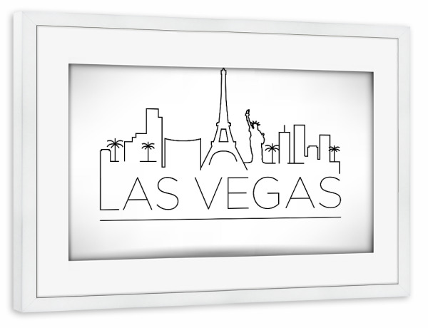 Poster mit Rahmen weiß "Minimal Las Vegas Skyline Design" artboxONE - Städte,Schwarzweiß - Las vegas,Usa,City,Skyline