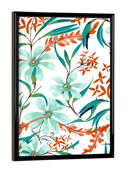 Poster mit schwarzem Rahmen "Minty Rust" artboxONE - Floral - Flowers,Leaves,Pattern