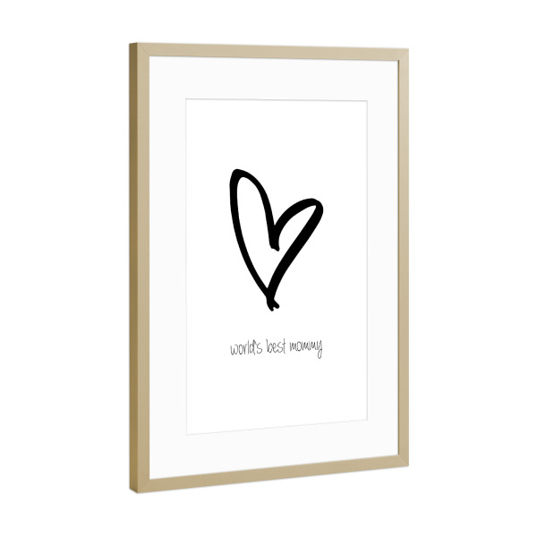 Poster mit Rahmen Gold "Beste Mama der Welt" artboxONE - Schwarzweiß,Liebe,Für Mama - Mama,Mami,Mum,Mom,Mommy