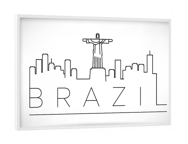 Poster mit weißem Rahmen "Minimal Brazil Skyline Design" artboxONE - Städte,Schwarzweiß - Brazil,Skyline,Rio,South america,City