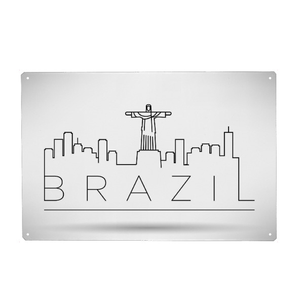Holzbild "Minimal Brazil Skyline Design" artboxONE - Städte,Schwarzweiß - Brazil,Skyline,Rio,South america,City