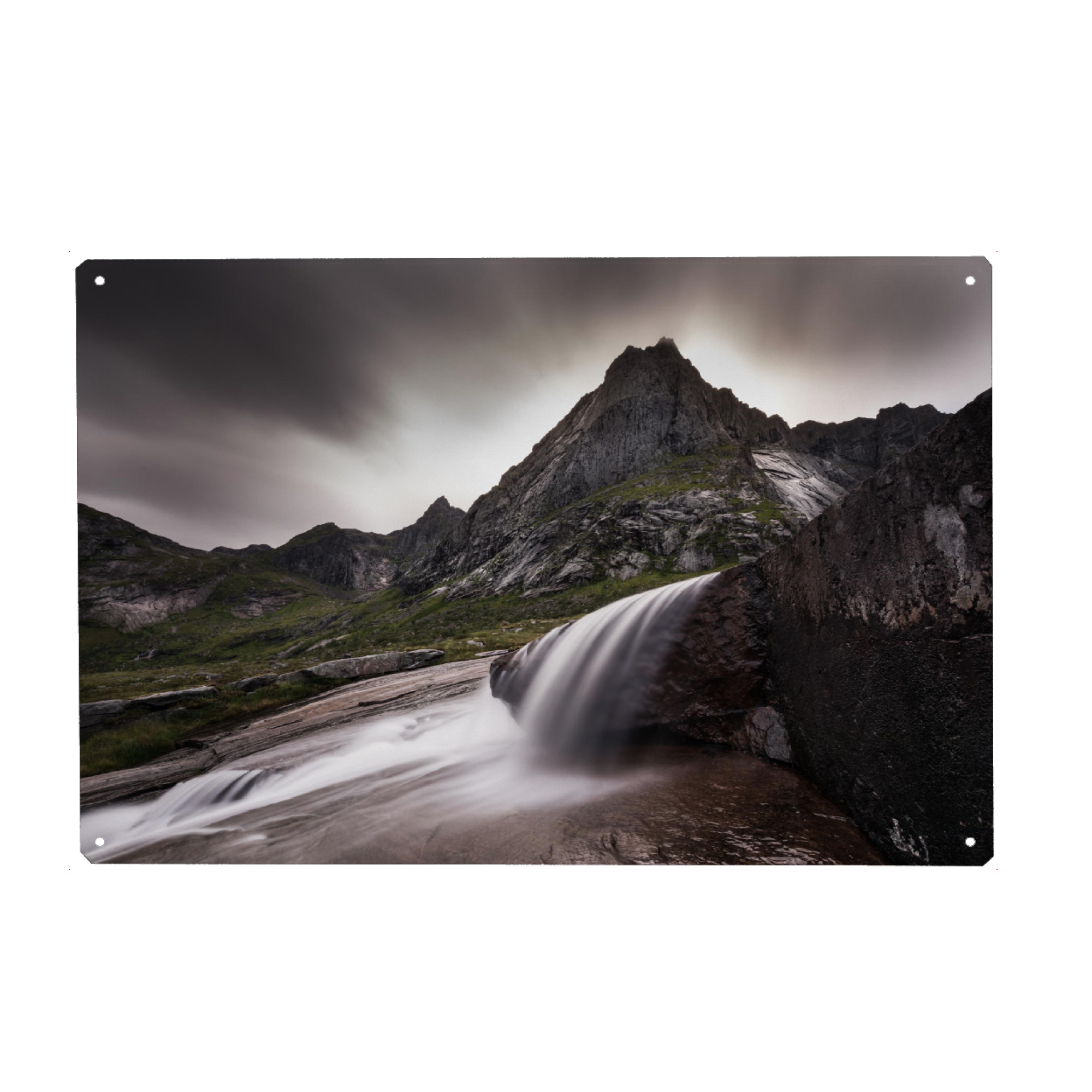 Metall Poster "Lofoten Falls" artboxONE - Natur - Norwegen,Wasserfall - Blechschild