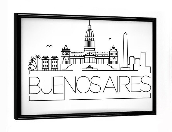 Poster mit schwarzem Rahmen "Minimal Buenos Aires Skyline" artboxONE - Städte,Schwarzweiß - Skyline,Silhouette,Buenos aires,Argentina