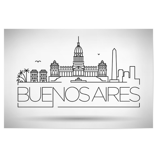 Poster 30x20 cm "Minimal Buenos Aires Skyline" artboxONE - Städte,Schwarzweiß - Skyline,Silhouette,Buenos aires,Argentina
