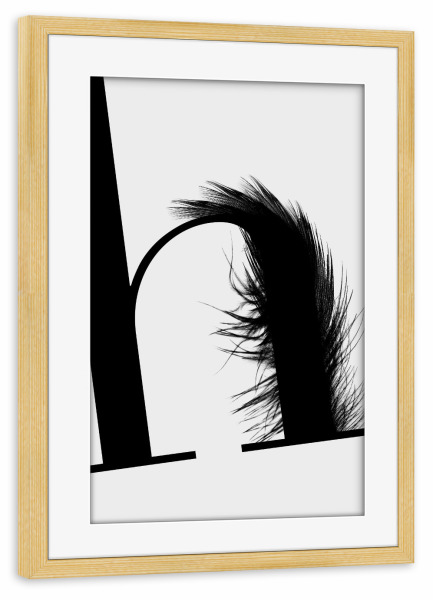 Poster mit Rahmen kiefer "Flying Letter -H" artboxONE - Typografie,Schwarzweiß,Buchstaben,Buchstaben / H