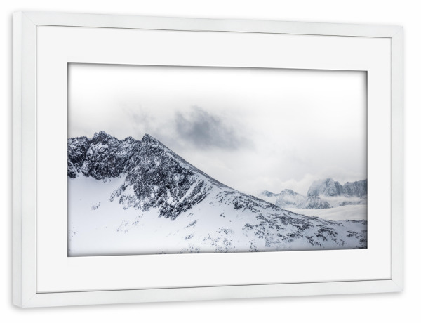 Poster mit Rahmen weiß "Snowscape" artboxONE - Natur - Norwegen,Berge,Schnee