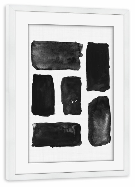 Poster mit Rahmen weiß "Brush Strokes" artboxONE - Abstrakt,Schwarzweiß - Abstract,Brush