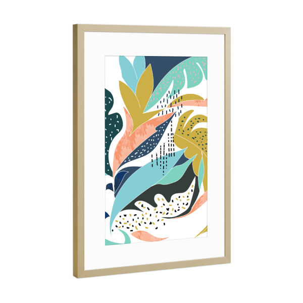 Poster mit Rahmen Gold "Art and Soul" artboxONE - Floral - Leaves,Pattern
