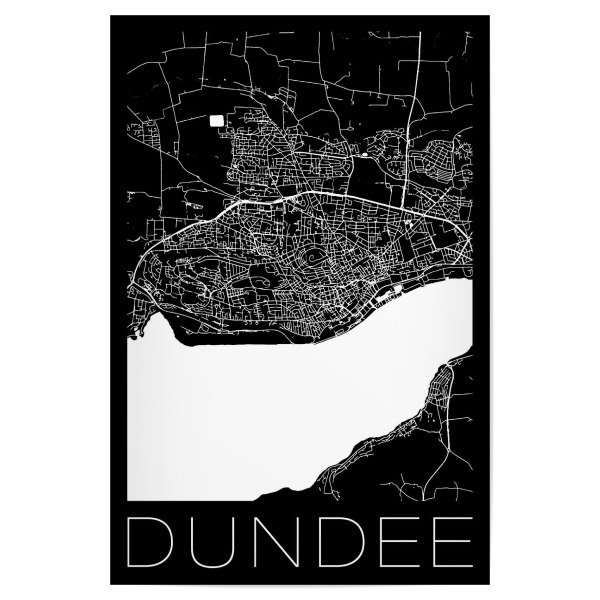 Poster 30x20 cm "Retro Map Dundee Scotland Black" artboxONE - Schwarzweiß,Städte / Weitere,Kartografie - Retro,Map,Dundee,Scotland,Vintage