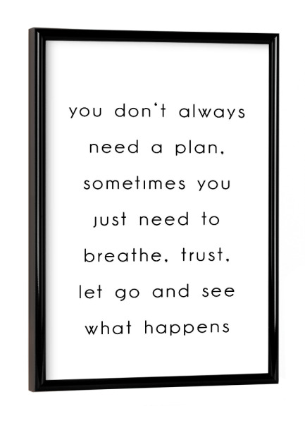 Poster mit schwarzem Rahmen "Vertrauen" artboxONE - Typografie,Schwarzweiß - Trust,Vertrauen,Spruch,Zitiat,Plan