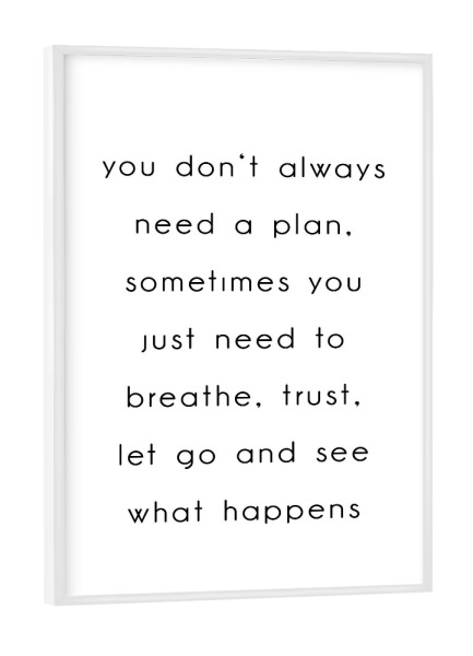 Poster mit weißem Rahmen "Vertrauen" artboxONE - Typografie,Schwarzweiß - Trust,Vertrauen,Spruch,Zitiat,Plan