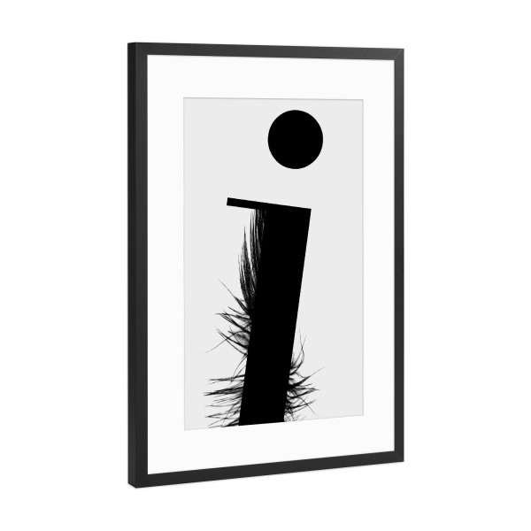 Poster mit Rahmen Schwarz (Metallic) "Flying Letter - I" artboxONE - Schwarzweiß,Buchstaben,Buchstaben / I