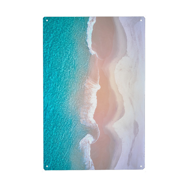 Metall Poster "The Curl" artboxONE - Reise / Strand und Meer - Strand,Sonne,Meer,Drohne - Blechschild